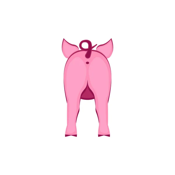 Varken Kont Illustratie Piggy Met Een Achteraanzicht Van Staart Dierlijke — Stockvector