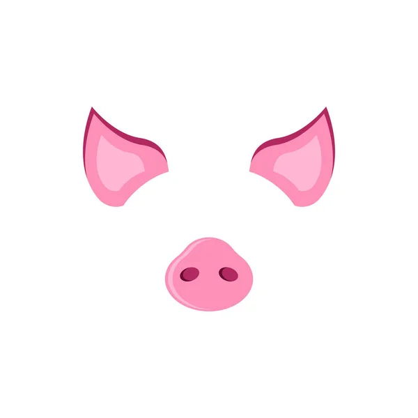 Porco Carnaval Máscara Orelhas Leitão Piggy Símbolo 2019 Photobooth Smartphone —  Vetores de Stock