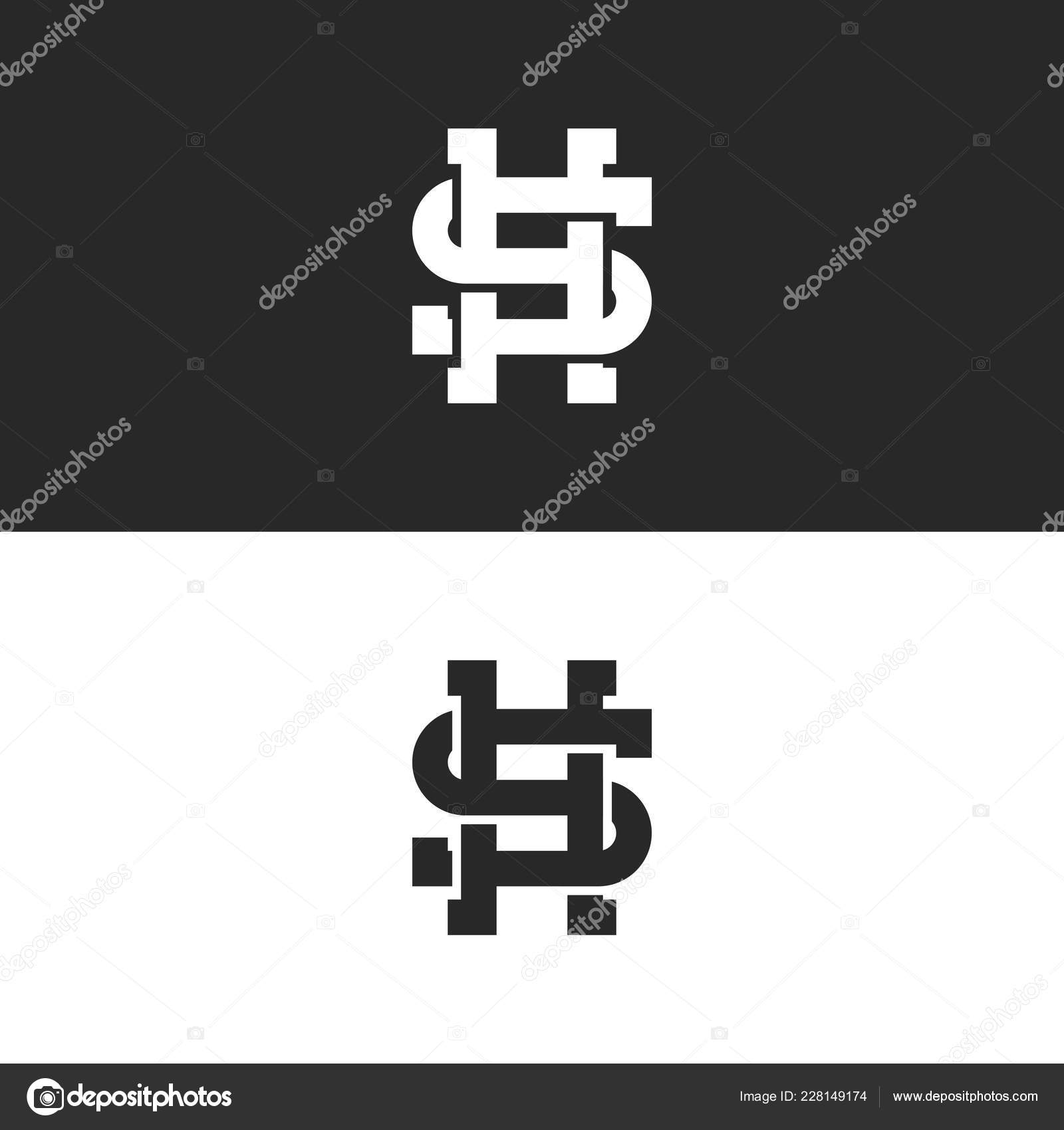 Stylish Monogram Letters Logo Overlapping Lines Style Weaving Two