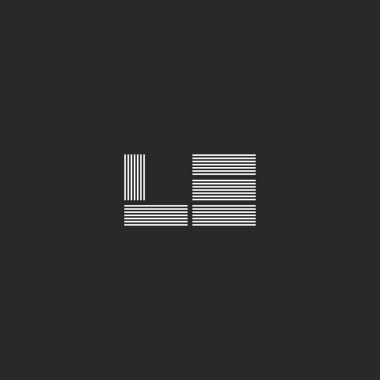 Doğrusal iki harf L ve E logo monogram dokuma, baş harfleri Le veya El birlikte paralel çizgiler blok geometrik şekil işaretlemek