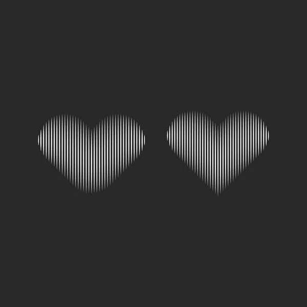 Striped Heart Silhouettes Logo Design Unique Tattoo Linear Art Element — Stock Vector