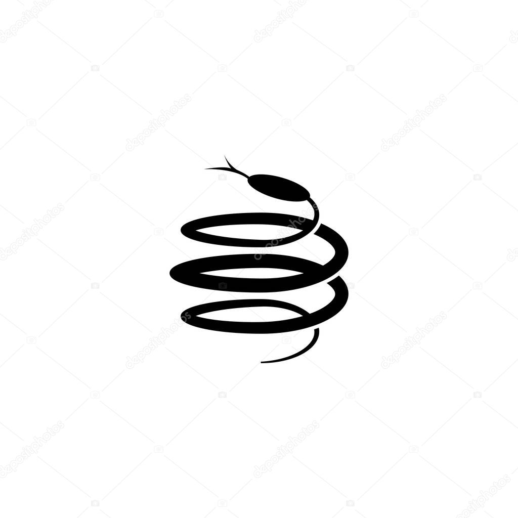 Snake logo, a intertwine spiral abstract form of a reptile, an interesting idea for a tattoo or a design element for a print on a t-shirt.