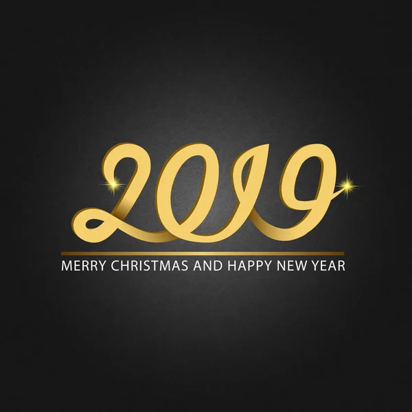 Новым Годом Рождеством Христовым Монограмма 2019 Года Число Искр Блестящая — стоковый вектор
