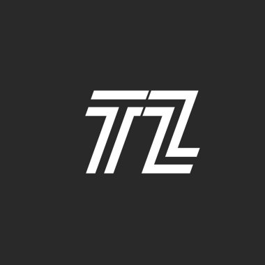 Logo Tz harfler basit artline tasarım, iki baş harf T ve Z birlikte monogram