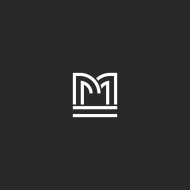 Yaratıcı harf M logosu monogram kimlik tipografi tasarımı. Lüks doğrusal kartvizit amblemi.