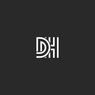 Çakışan Harf baş harfleri Dh logo iki harf D ve H yaratıcı tipografi düğün amblemi dokuma, monogram