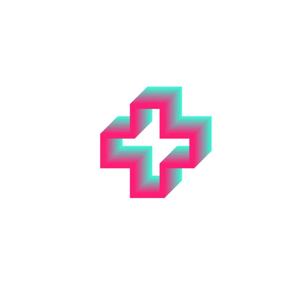 Gradiente Contorno Croce Logo Salute Simbolo Medico Modello Progettazione Illustrazione — Vettoriale Stock