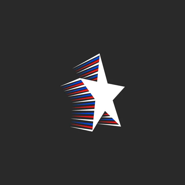 Logo Estrella Con Elementos Movimiento Bandera Tricolor Patriótica Americana Colores — Vector de stock