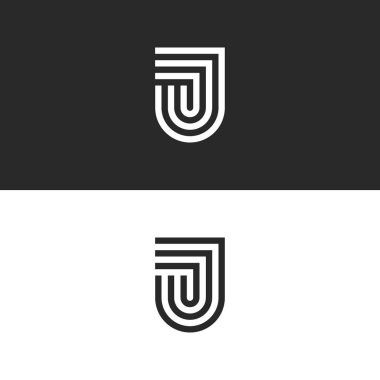 J harfi logo monogram şık doğrusal tasarım baş harfleri Jjj amblemi minimalist tarzda bir kalkan şeklinde