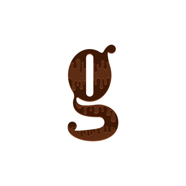 Kleiner Buchstabe g Logo aus geschmolzener Schokolade kreative stilvolle Lebensmittel-Design-Element. — Stockvektor