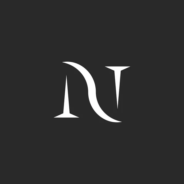 Monogramme lettre initiale N logo, créatif vieux symbole d'identité style minimaliste — Image vectorielle