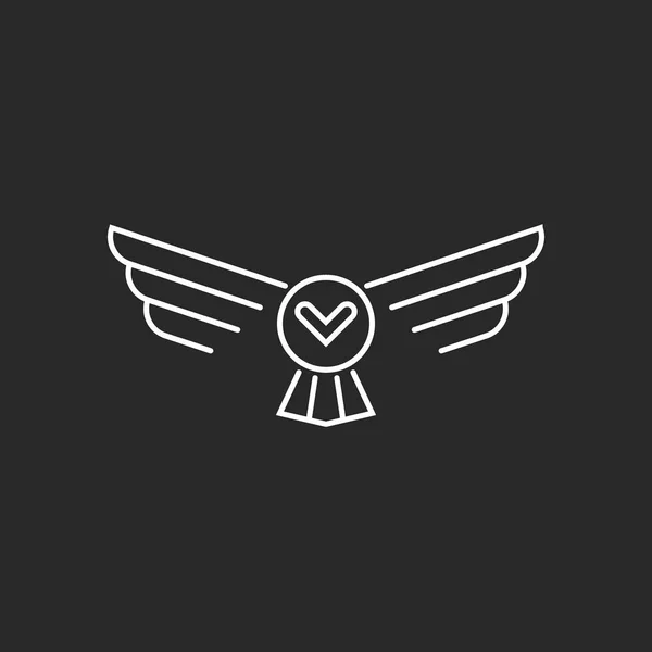 Búho volador pájaro logotipo líneas delgadas lineal elemento de diseño de estilo minimalista, idea de tatuaje monograma hipster — Vector de stock