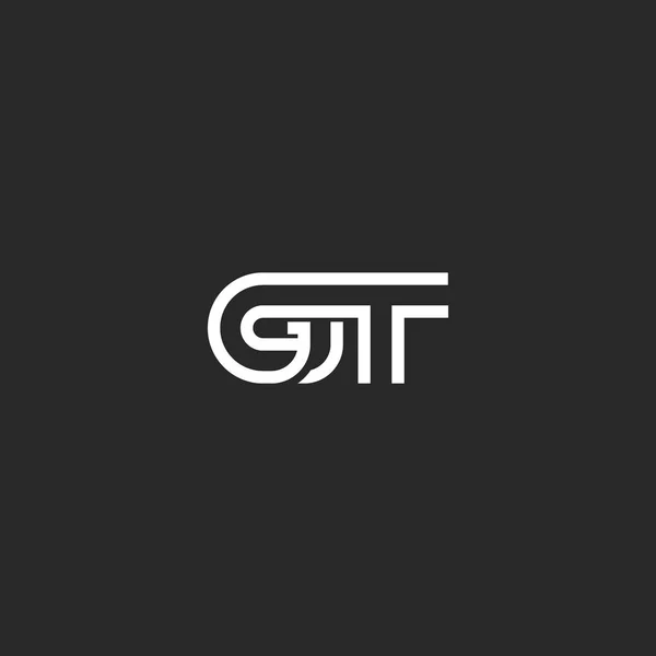 イニシャル Gt レターロゴモノグラム、2つの織り手紙 G と T の組み合わせ、ミニマリストスタイルのリニアアートデザイン要素 — ストックベクタ
