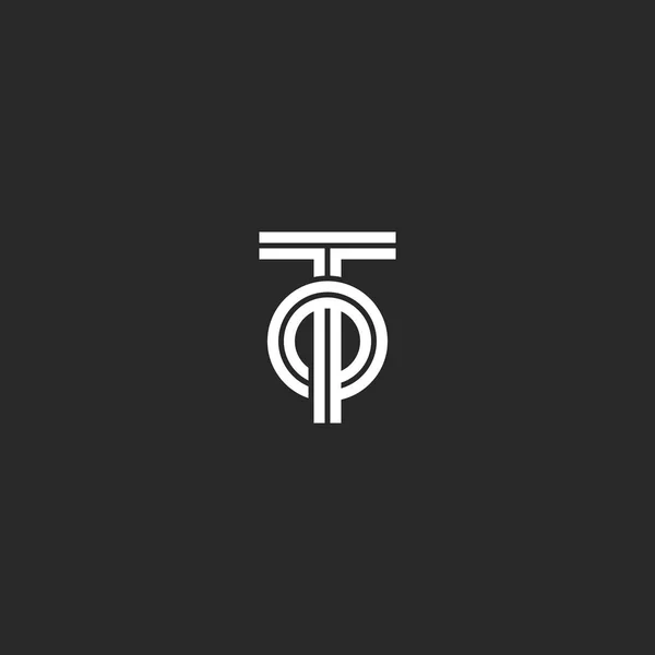 Huruf inisial TO atau OT logo kreatif monogram, tumpang tindih dua huruf T dan O garis paralel bentuk geometris, minimalis gaya lambang identitas - Stok Vektor