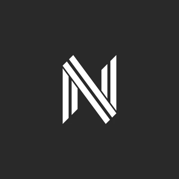 Monograma letra N logotipo design duas linhas paralelas estilo hipster — Vetor de Stock