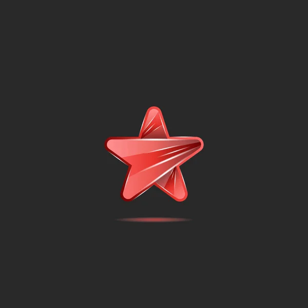 Brilhante forma de estrela de vidro vermelho néon brilhante, emblema criativo para o prêmio de música pop festa . — Vetor de Stock