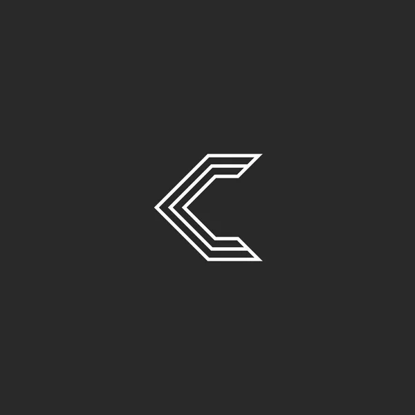 Creative letter C monogram logo, thin parallel lines design element — Stock Vector