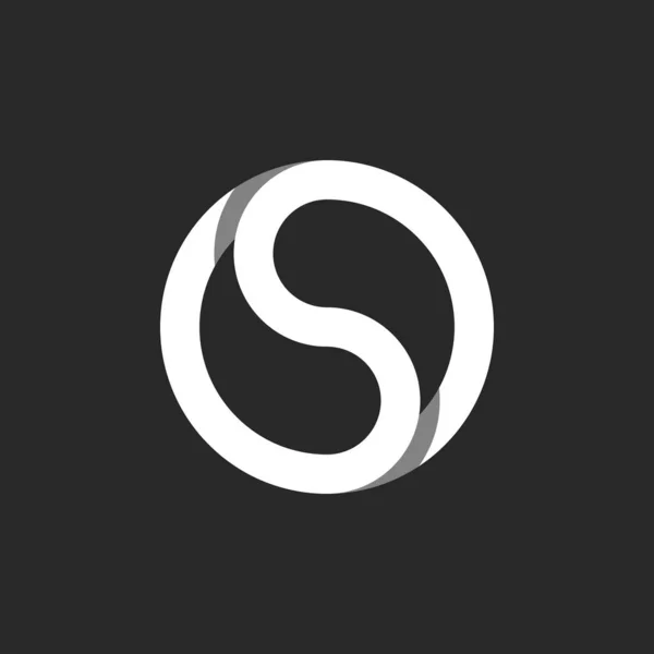 Monograma S letra logotipo círculo forma quadro, emblema mistério fechado sem fim — Vetor de Stock