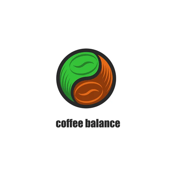 Equilibrio verde y negro granos de café redondo logotipo del producto, emblema de menú de café — Archivo Imágenes Vectoriales