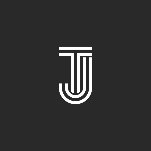 组合两个字母 Tj 徽标单字标记，首字母 Jt 链接字母 T 和 J 时尚标志 — 图库矢量图片