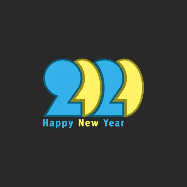 Logo 2020 number and text Happy New Year yellow-blue bright colors, overlapping paper cut design element for typography greeting card or calendar cover — Stock Vector
