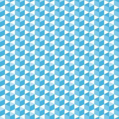 Mavi yarı ton Dikişsiz deseninde kübik izometrik şekiller, poster, afiş veya afiş için kumaş veya arka plan üzerine baskı için basit çapraz düzenlenmiş geometrik formlar