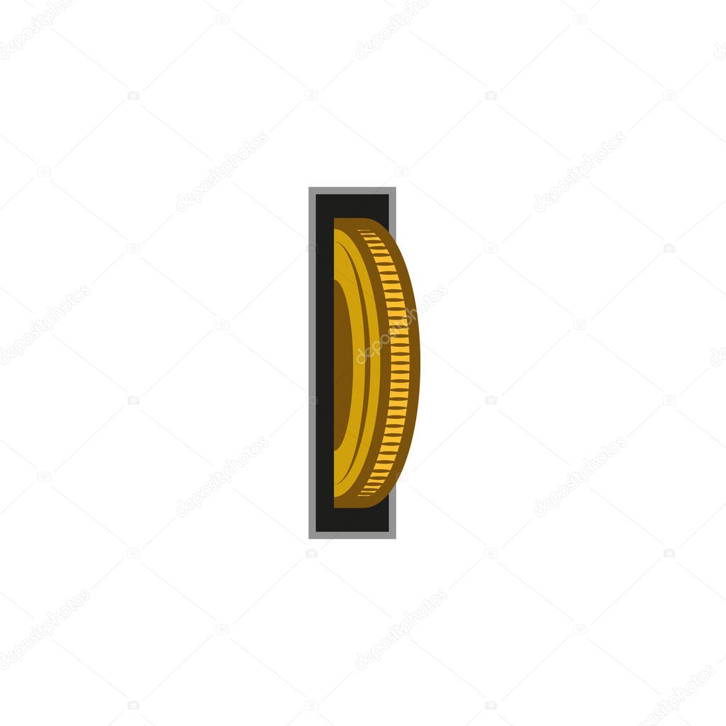 Coin acceptor with coin icon piggy bank logo, savings and money accumulation financial concept idea
