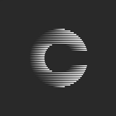 Monogram C harf logo yaratıcı tasarım, tipografi kavramı yazı tipi siyah ve beyaz çizgiler çizgili işareti amblem mockup