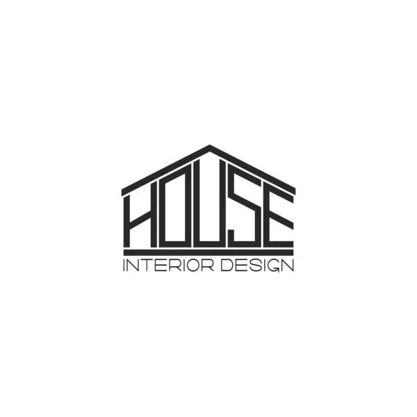 Logo maison lettrage t-shirt imprimé élément de design, agence de design d'intérieur ou de l'immobilier emblème maquette — Image vectorielle