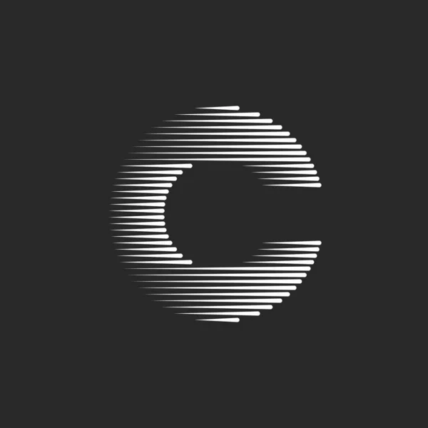 Monogramme C lettre logo design créatif, typographie concept police noir et blanc lignes rayé marque emblème maquette — Image vectorielle