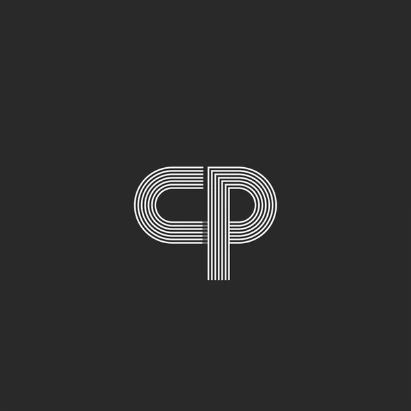 Initialer logotyp CP Letter monogram, parallella tunna linjer minimalistisk stil, C och P tillsammans Font symbol visitkort emblem — Stock vektor