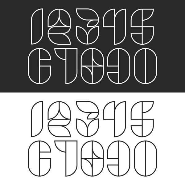 Un ensemble de chiffres hipster monogramme formes géométriques linéaires style minimaliste, symboles mathématiques 1, 2, 3, 4, 5, 6, 7, 8, 9, 0 — Image vectorielle