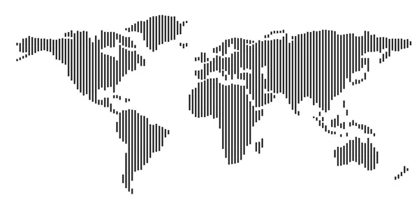 Абстрактная карта мира с континентами планеты в полосатом дизайне тонких черных линий — стоковый вектор
