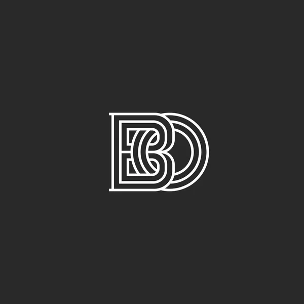 在中世纪细线样式中交织两个字母 B 和 O 创造性的线性单字 Bo — 图库矢量图片