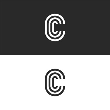 Monogram harf C logosu Ccc ibik baş harfleri kartvizit amblemi, paralel çizgiler şekli