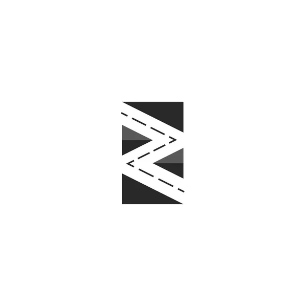 Logo carretera, zigzag serpentina abstracto cuadrado icono de la forma — Vector de stock