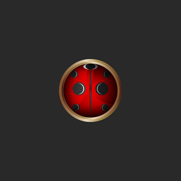 Padrão joaninha ícone 3d, bug logotipo armação de metal forma redonda — Vetor de Stock