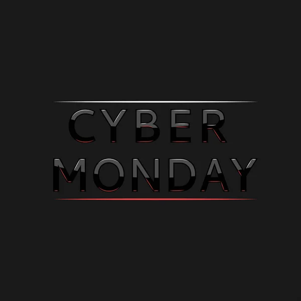 Logotipo de texto Cyber Monday en marco, fondo creativo oferta especial folleto tipografía maqueta, estilo minimalista elegante elemento de diseño — Vector de stock