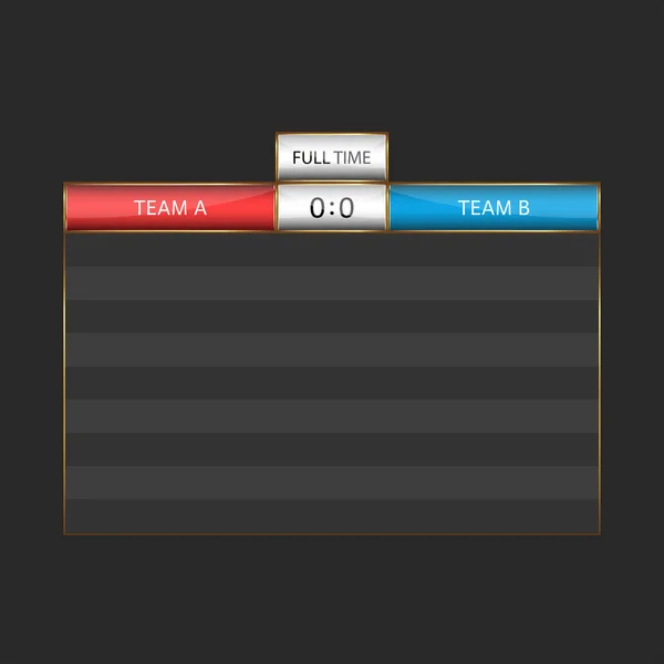 Fotboll resultattavla och informationspanelen nedan design utkast för lagsporter eller enskilda tävlingar, info Board för dataspel statistik — Stock vektor