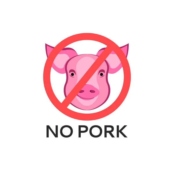 Pig Head Logo Animal Illustration Text Pork Beef Sign — Stock Vector