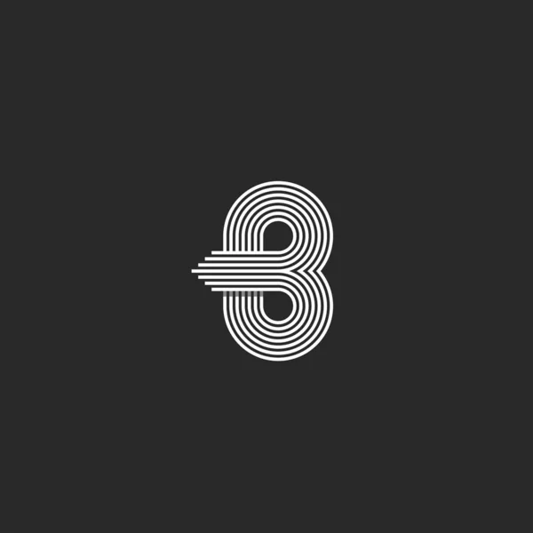 단일 문자 B 로고 디자인 mockup, 병렬 라인 선형 요소 템플릿, 비즈니스 카드 심볼 — 스톡 벡터