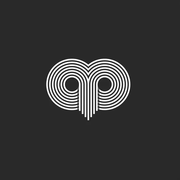 Abstrakcyjne logo sowy liniowej projekt równoległych linii w minimalistycznym stylu do drukowania na koszulce lub tatuażu — Wektor stockowy