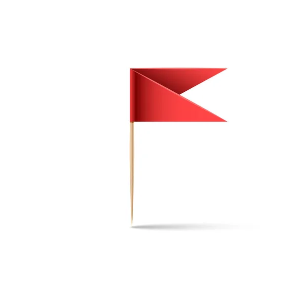 Бумажный Красный Флаг Виде Булавки Деревянной Палочке Зубочисткой Тенистом Изолированном — стоковый вектор