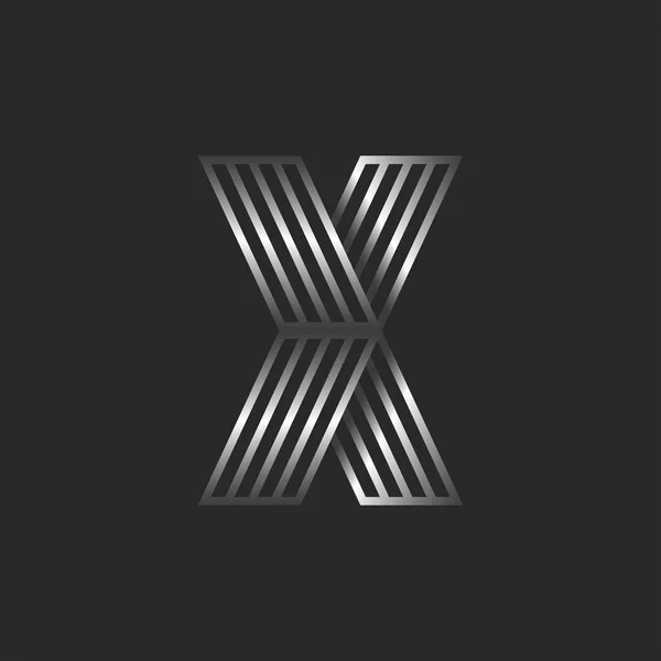 3D徽标X字母创意单字 创意排版设计元素 名片徽章 金属梯度交点细线 — 图库矢量图片