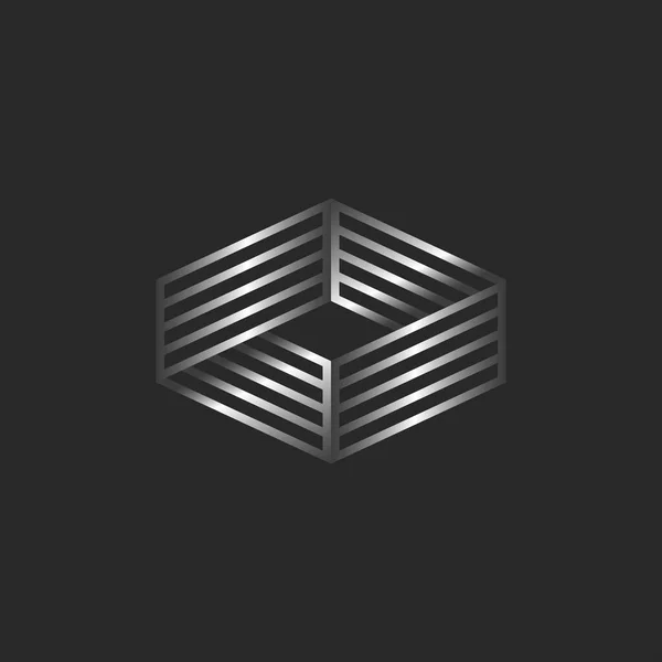 Infinity Logo Isometric Shape Boxing Ring Logotype Linear Form Illusion — Stock Vector