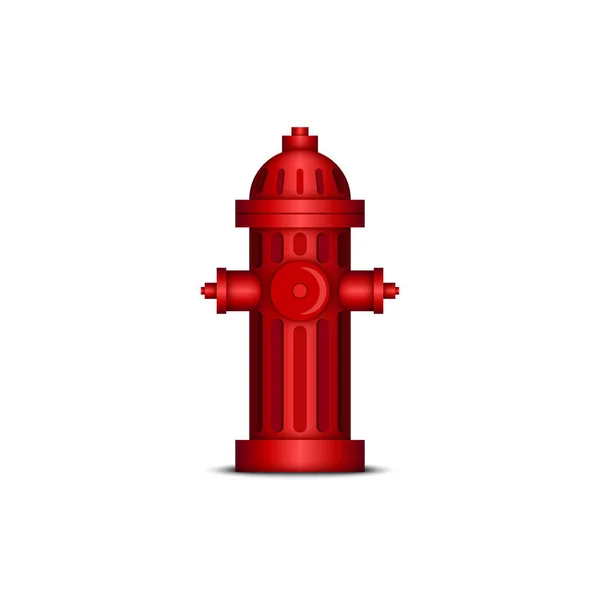 赤い消火栓現実的な3Dベクトルモデル 白い背景に隔離されたオブジェクト 消火装置 — ストックベクタ