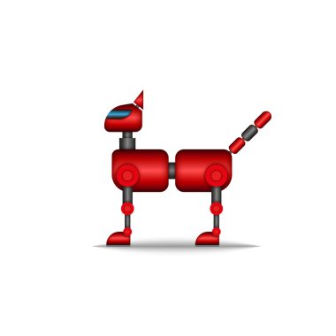 Kedi robot modern yüksek teknoloji oyuncak hayvan, clipart gerçekçi karakter 3 boyutlu vektör modeli beyaz üzerinde izole.