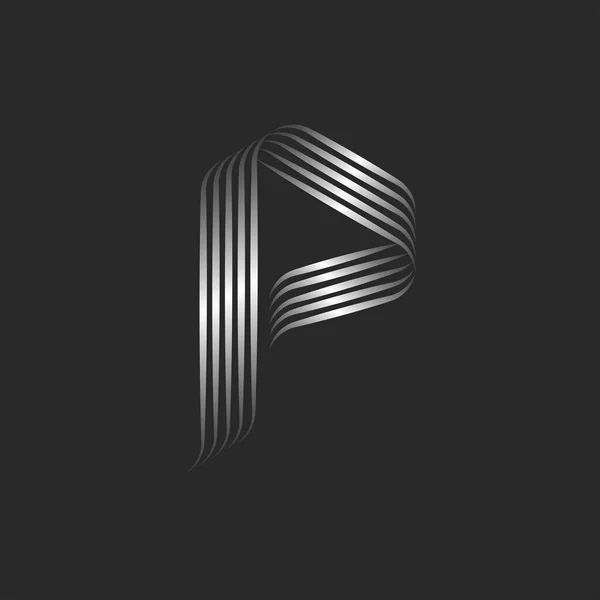 Monogramma Lettera Logo Iniziale Design Tipografia Stile Minimale Nastri Metallici — Vettoriale Stock
