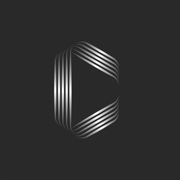 Monogram Letter Logo Initial Minimal Old Style Overlapping Metallic Ribbons — Stock Vector