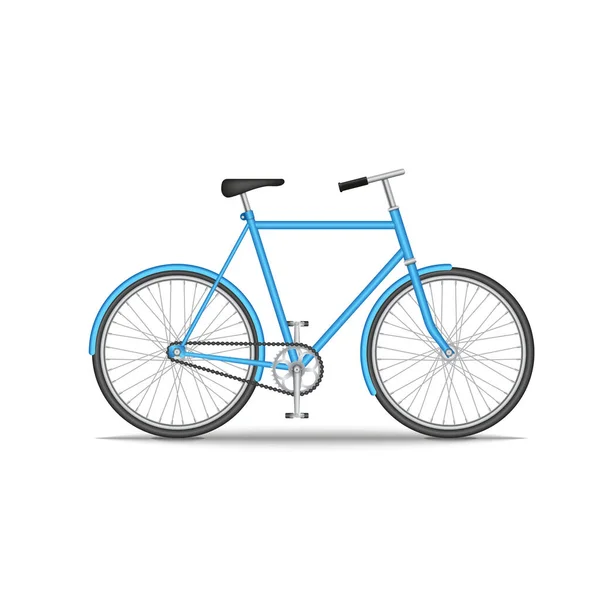 City Old Bike Isolated White Background Realistic Model Vector Illustration — Stock Vector